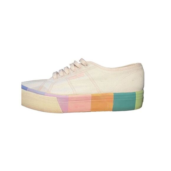Superga Women's Rainbow Stripe Multicolor Platform Sneakers Size 10W - Picture 7 of 16